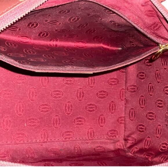 Cartier Vintage Leather Handbag Must De Cartier Bordeaux Burgundy Color - Picture 11 of 15